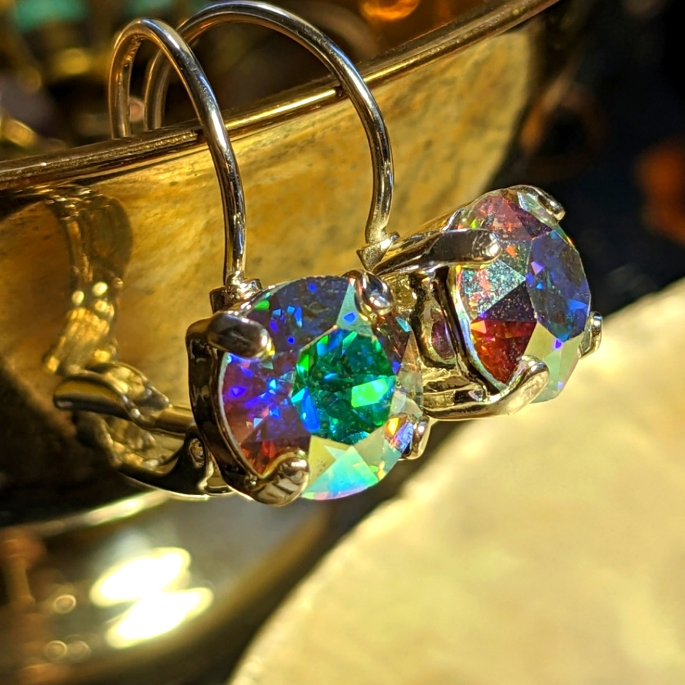 Luminous AB and Crystal Necklace & Earrings Sterling Silver Plated - Picture 9 of 9